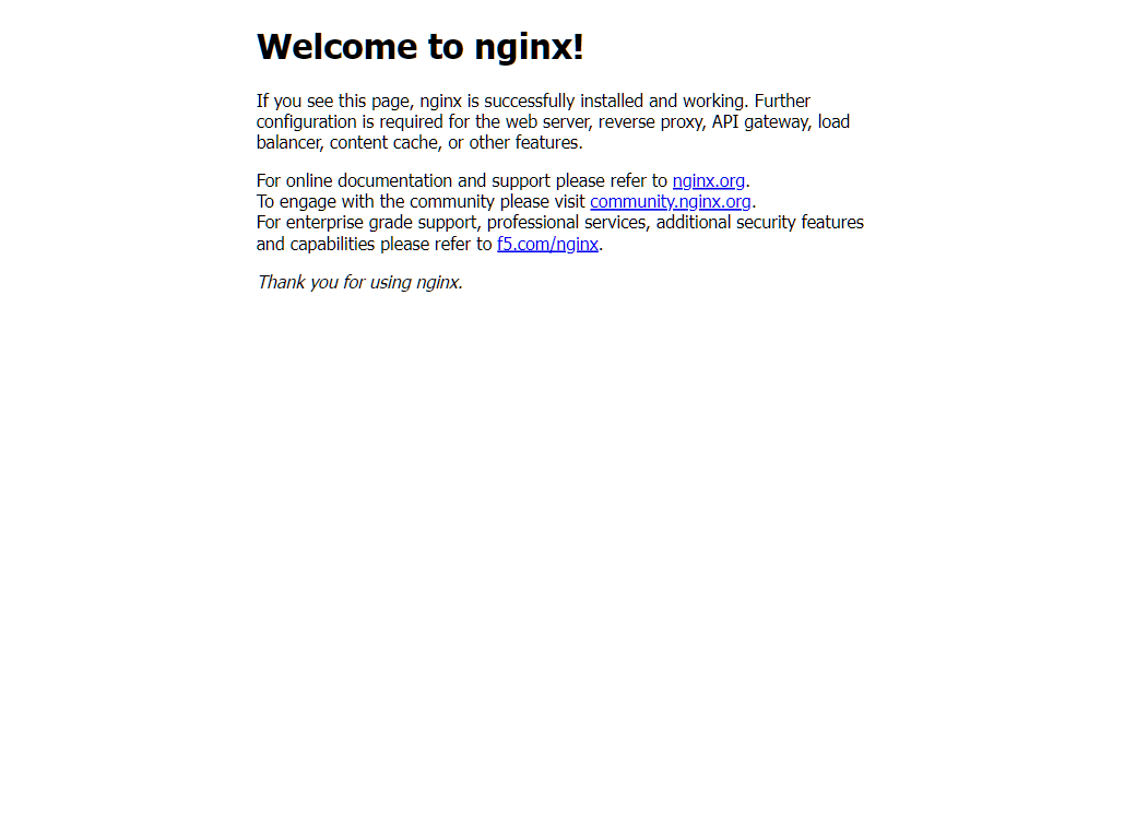 Redacted actual NGINX page through a private AKS forwarding connection