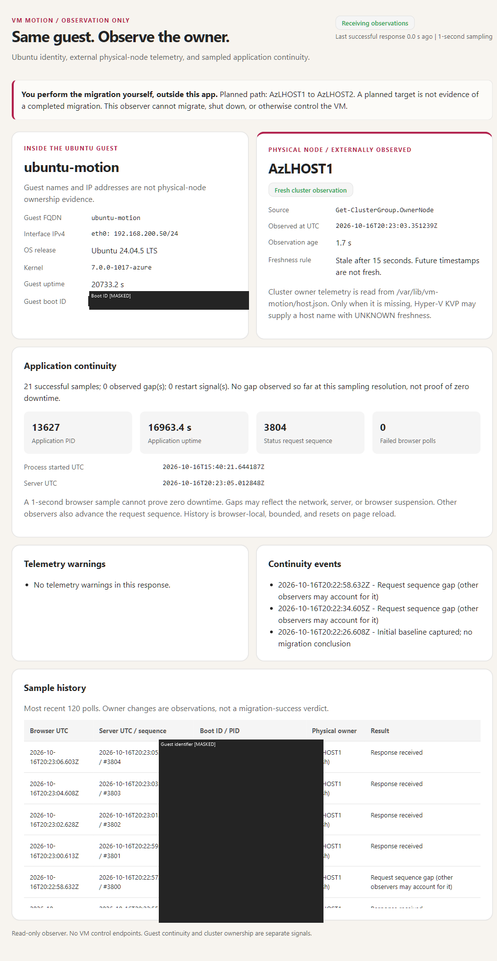 Redacted historical observer with fresh AzLHOST1 ownership